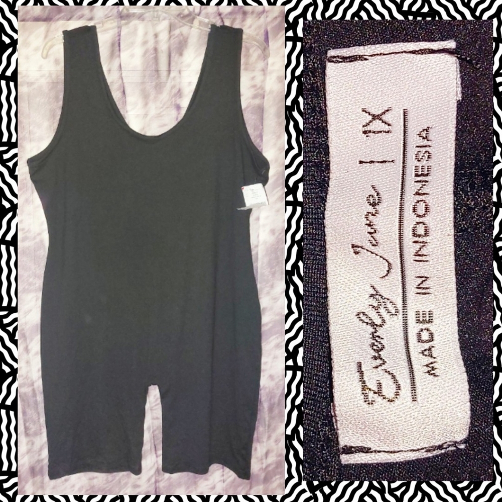 Everly June brand Black Slip-On Soft Knit Tank Romper Sz 1X(14/16/18)